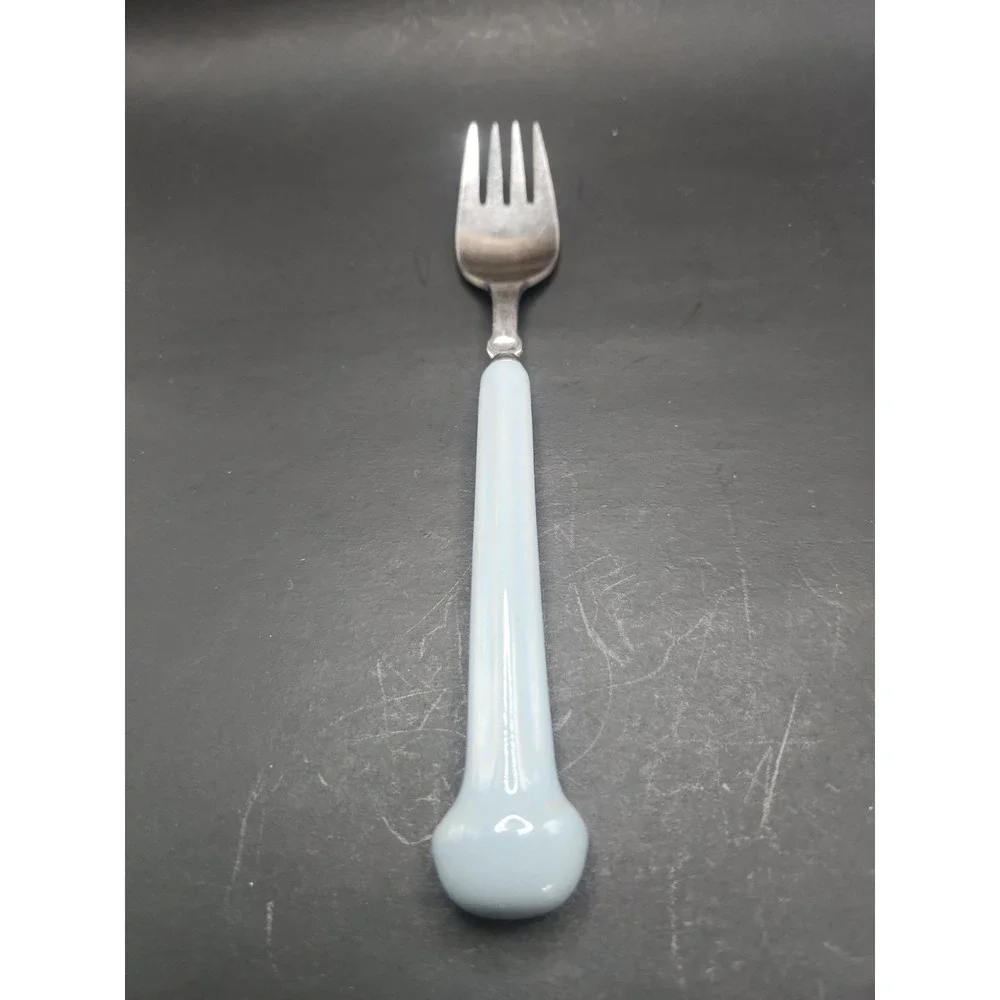 Rare Blue‎ Handled Vintage Denby Castile Large Dinner Fork Stone Steel Regency